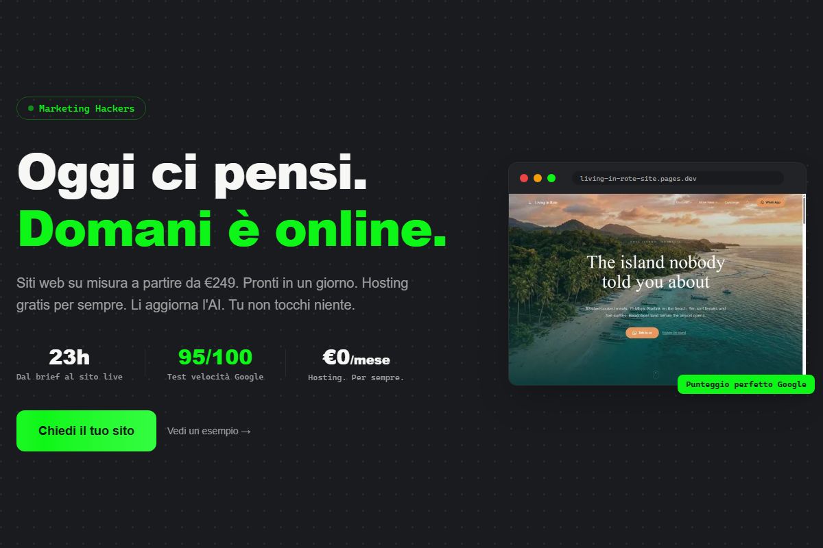 Screenshot del sito MH Sites